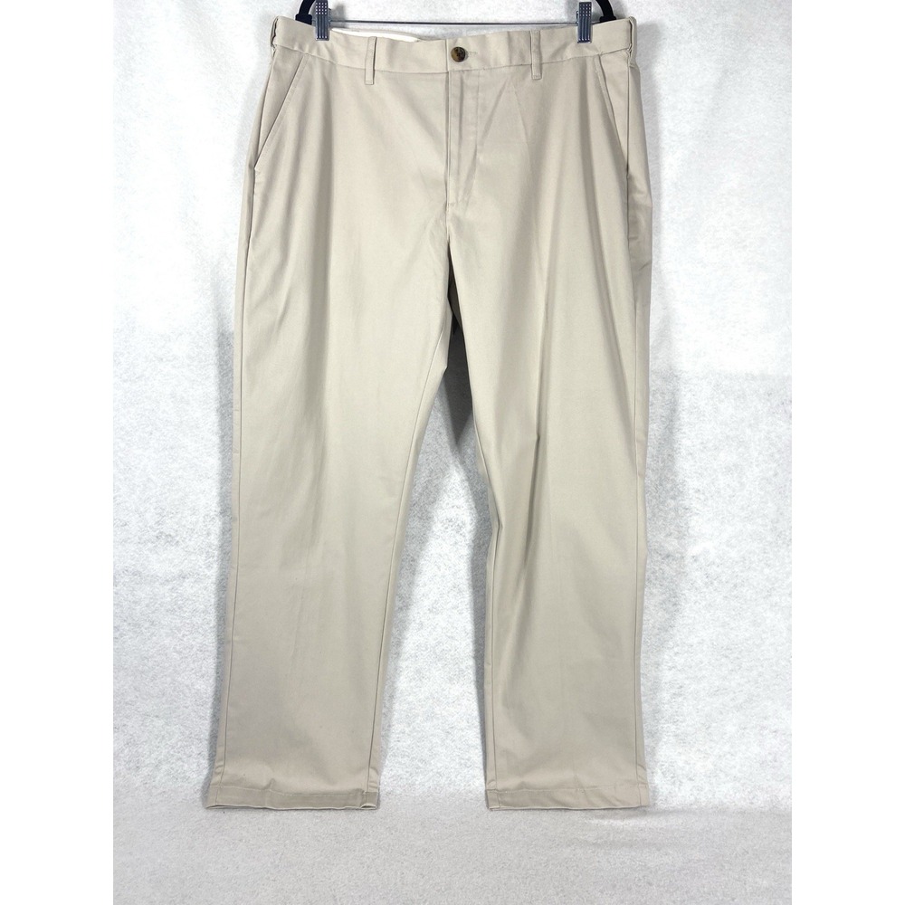 Saddlebred Traveler Pants Mens 38x32 Beige Comfort Flex Flat Front Stretch NWT